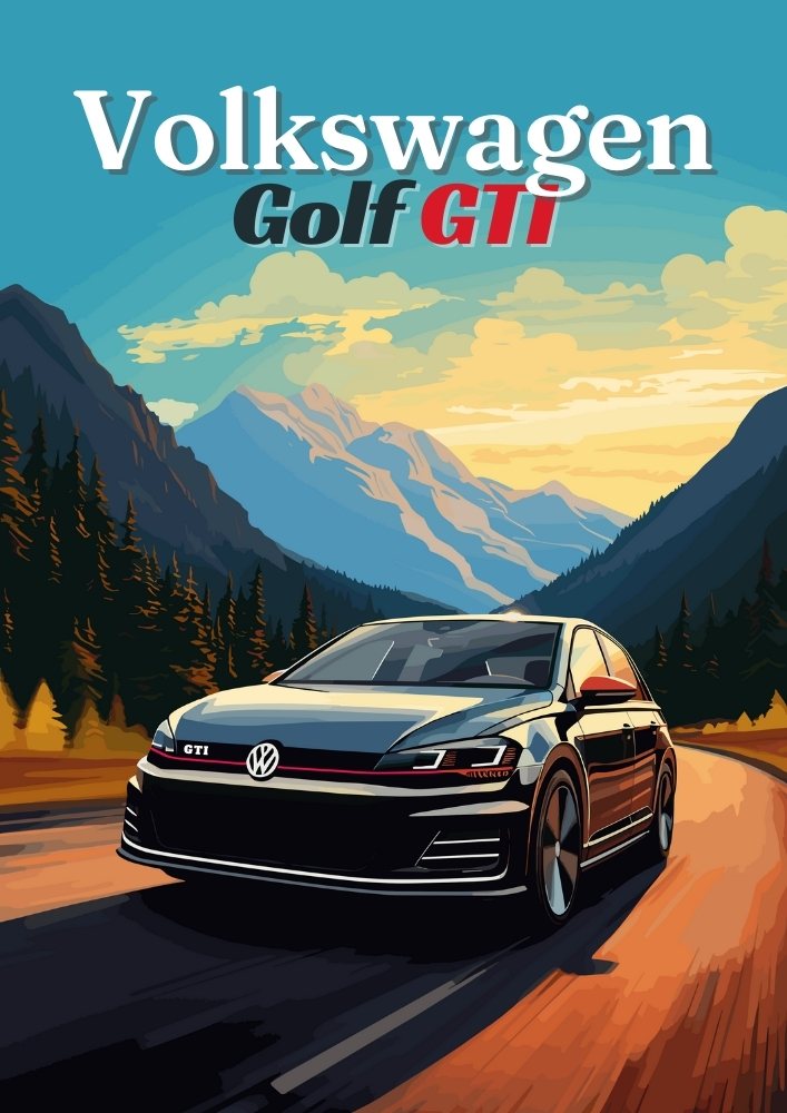 Impression Volkswagen Golf GTI Mk7 – Décoration murale moderne de berline allemande