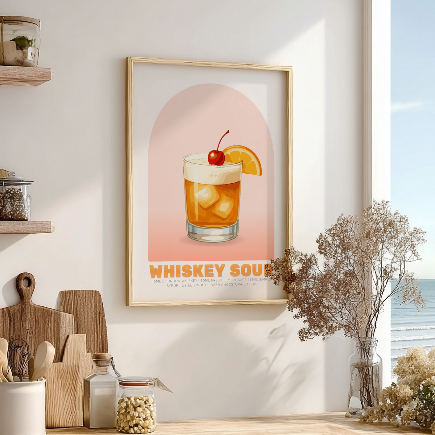 Whiskey Sour Cocktail Poster - Drinks Wall Art