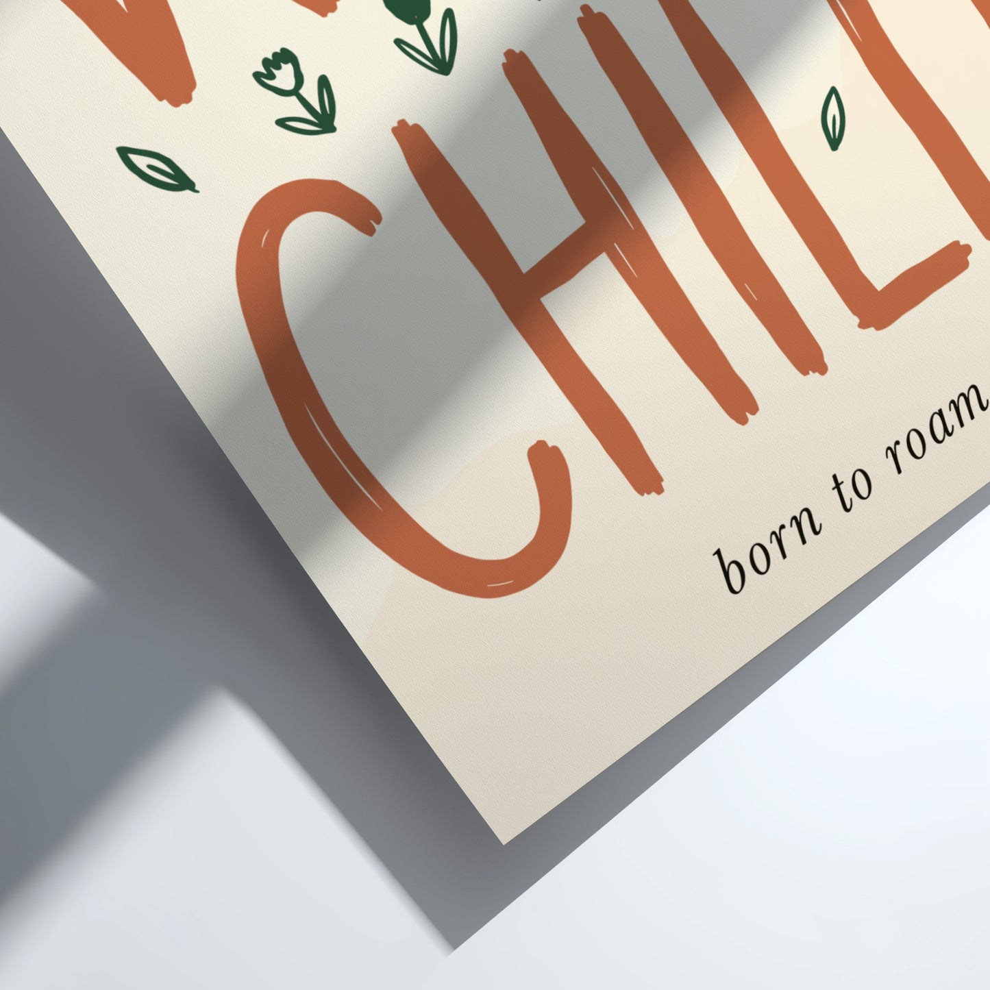 Wild Child poster featuring nature-inspired design with earthy tones and whimsical flowers, perfect for kids'