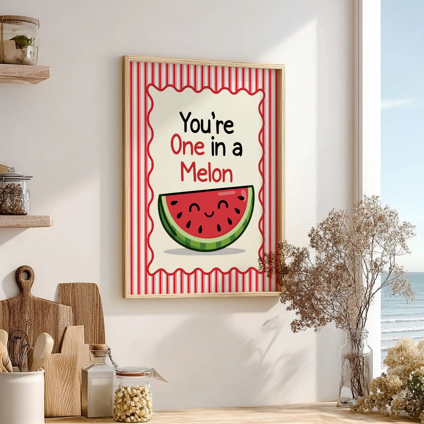 Décoration murale forêt pleine lune – Œuvre d'art bohème minimaliste