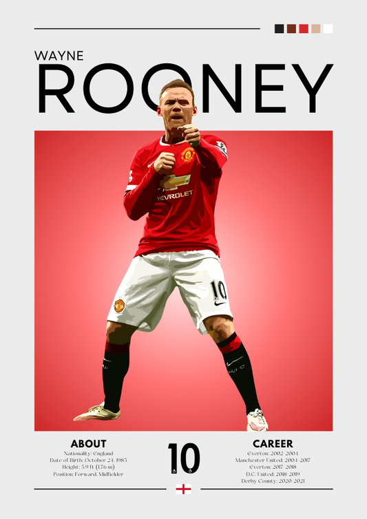 Affiche Wayne Rooney – Impression de légende du football de Manchester United