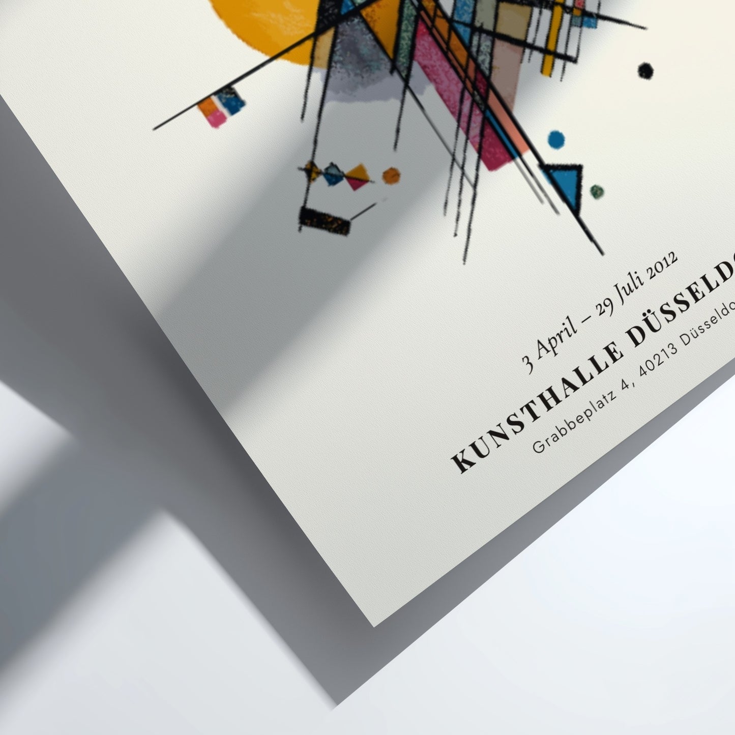 Kandinsky inspired poster featuring abstract shapes and warm colors, ideal for modern wall decor