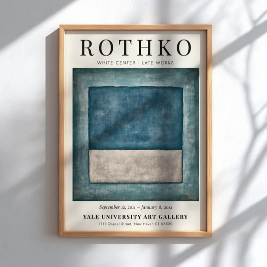 Wall art poster of Mark Rothko White Center featuring blue and grey rectangles.