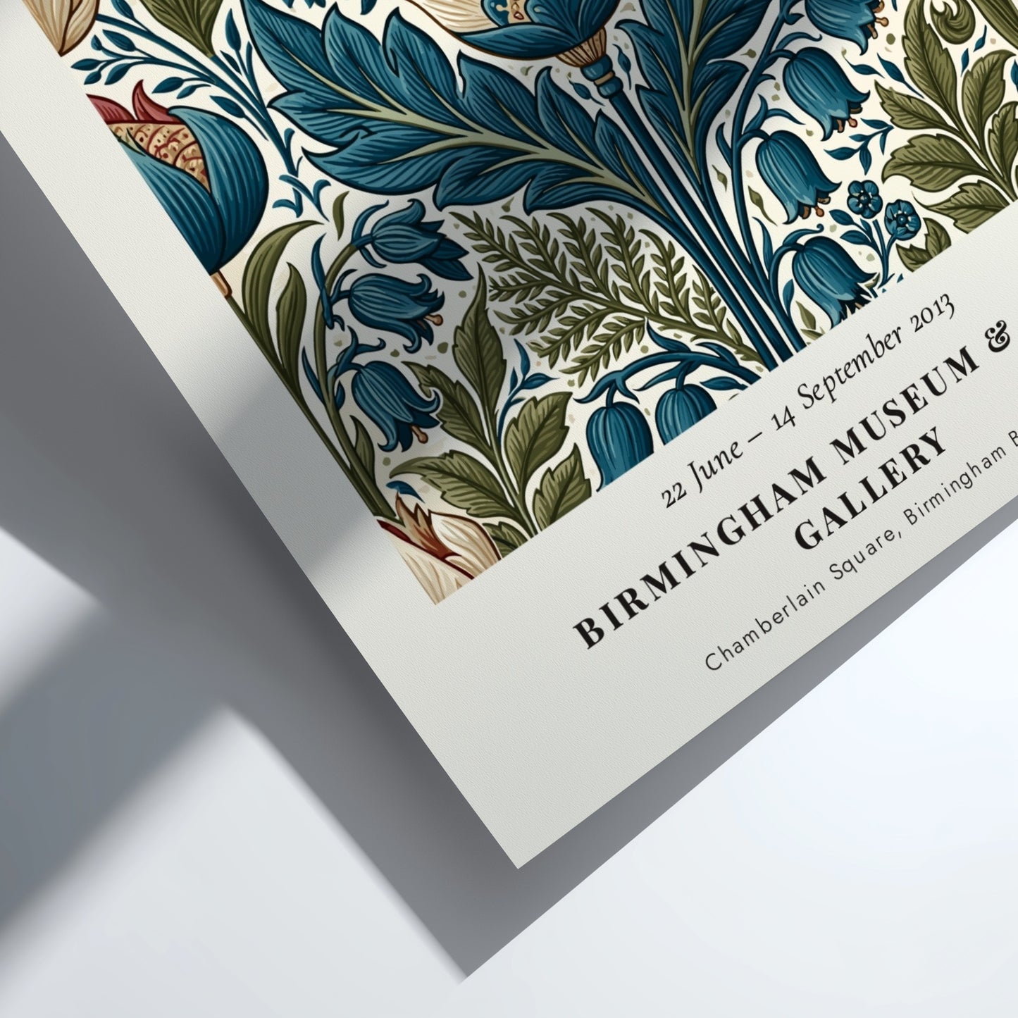 William Morris poster featuring Kelmscott floral design with intricate patterns and rich colors