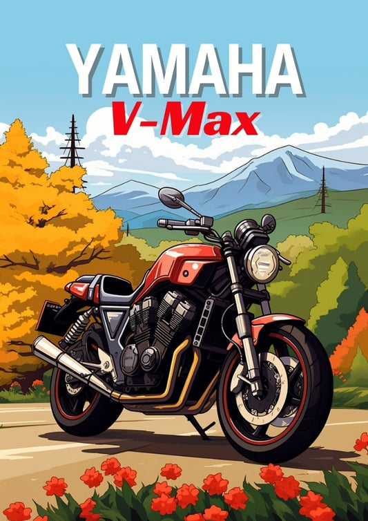 Affiche Yamaha VMAX – Décoration murale pour moto Power Cruiser