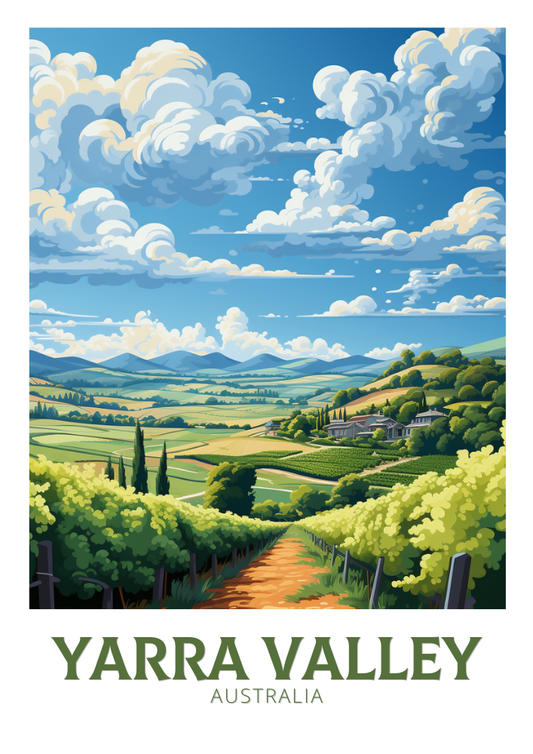 Affiche de voyage de la vallée de Yarra - Wallart Australia