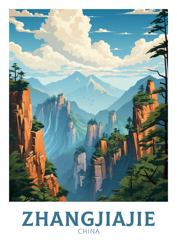 Estampe de Zhangjiajie - Œuvre d'art forestière