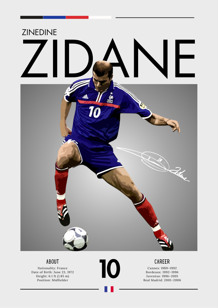 Zinedine Zidane Print - Iconic France Football Poster
