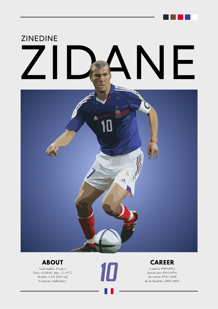 Zinedine Zidane Poster - Legendary France Football Print