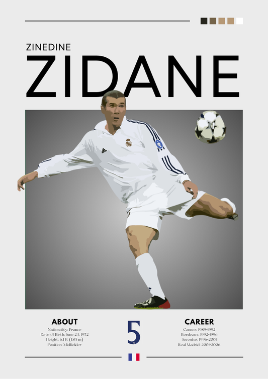 Affiche Zinedine Zidane Real Madrid - Légende du football