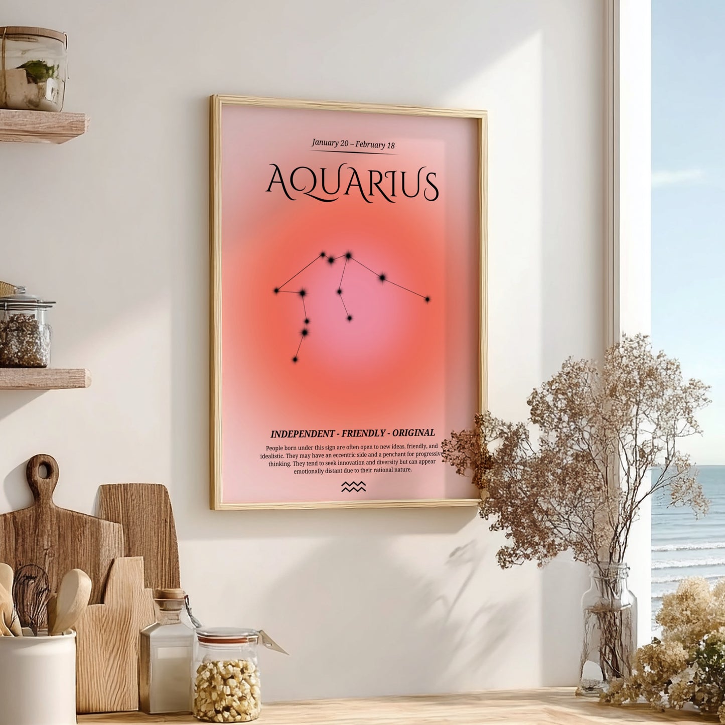 The Visionary Stream Modern Art - Aquarius Zodiac Sign Print