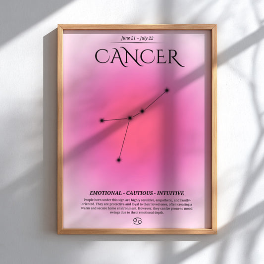 The Lunar Guardian Modern Art - Cancer Zodiac Sign Print