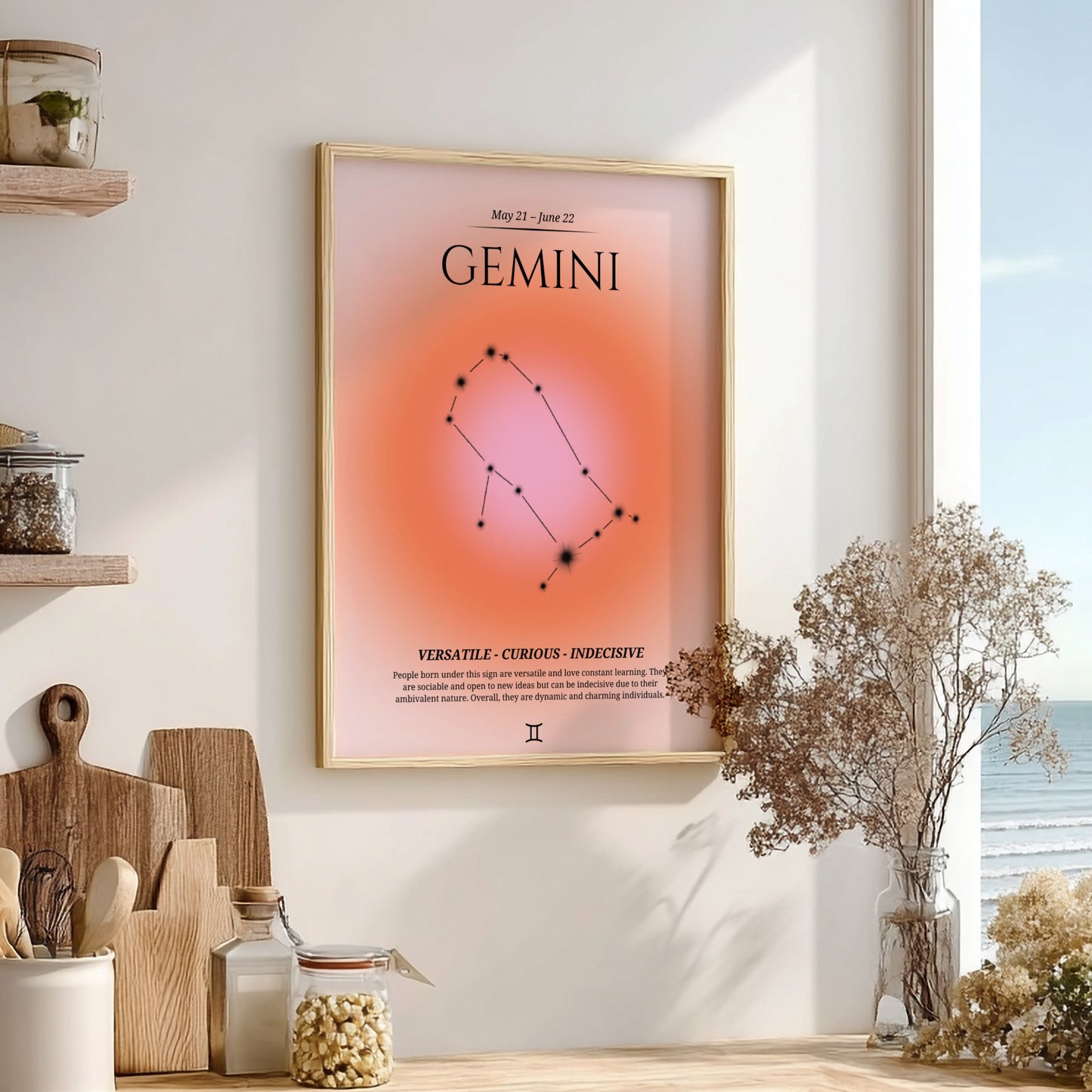 The Dual Essence Modern Art - Gemini Zodiac Sign Print