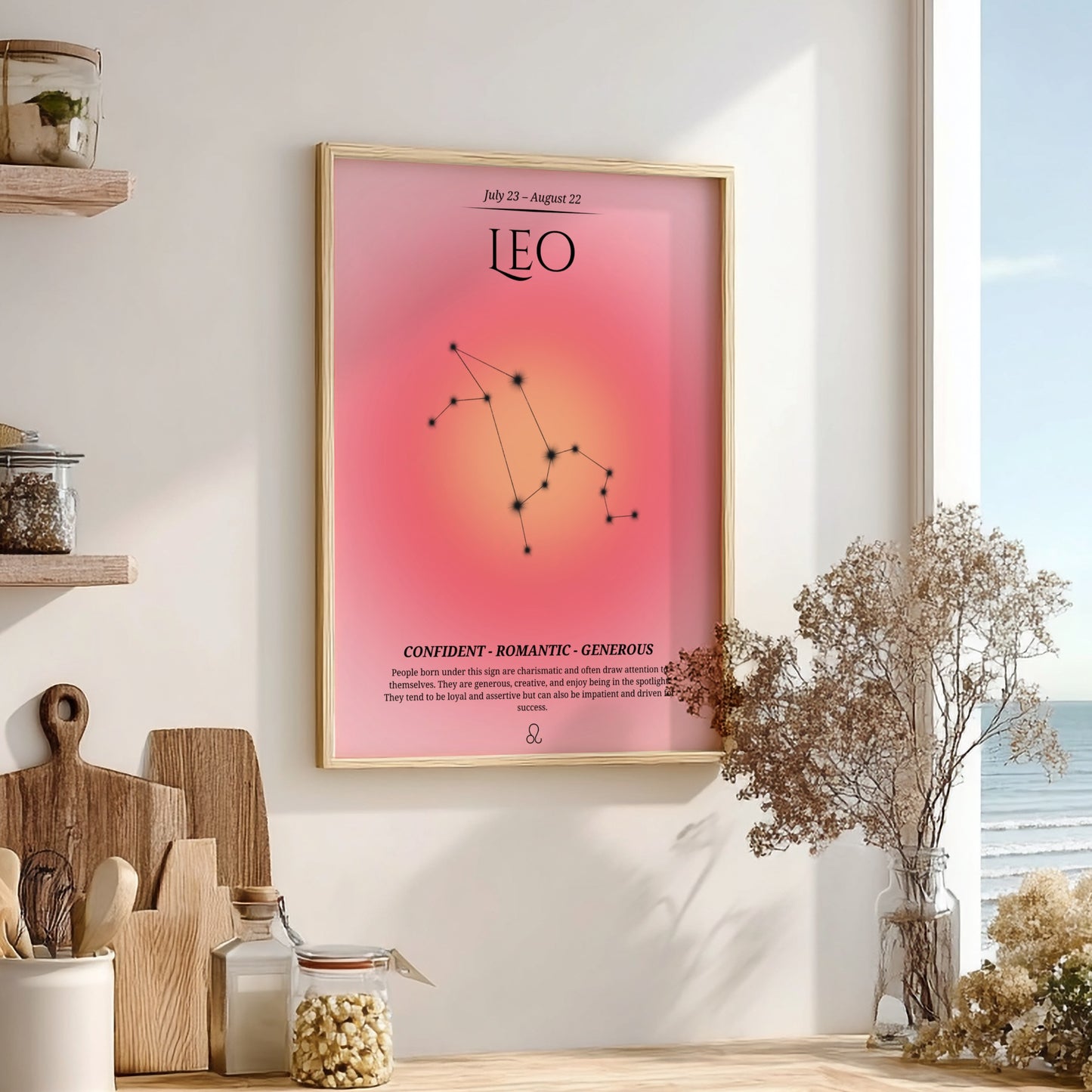 The Solar Sovereign Modern Art - Leo Zodiac Sign Print