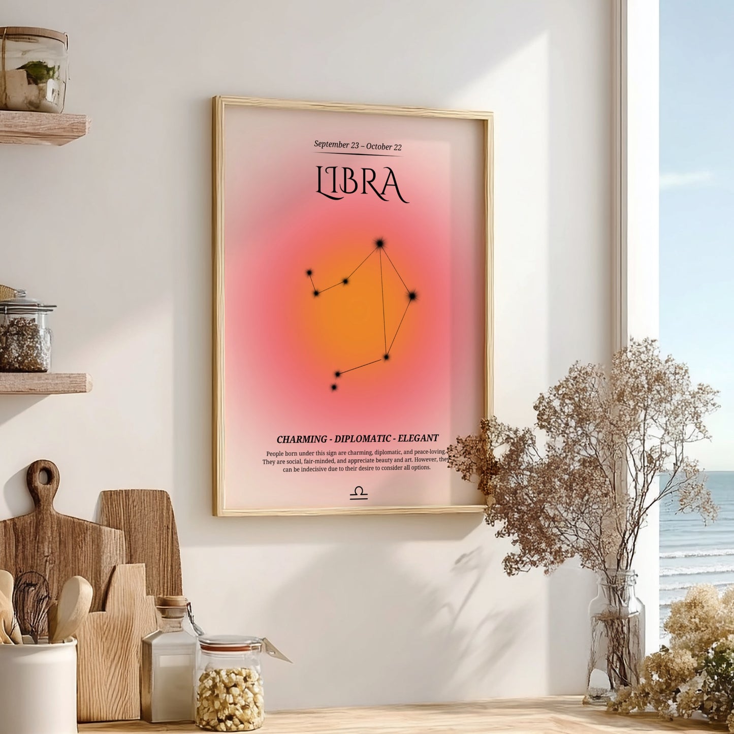 The Harmonious Balance Modern Art - Libra Zodiac Sign Print