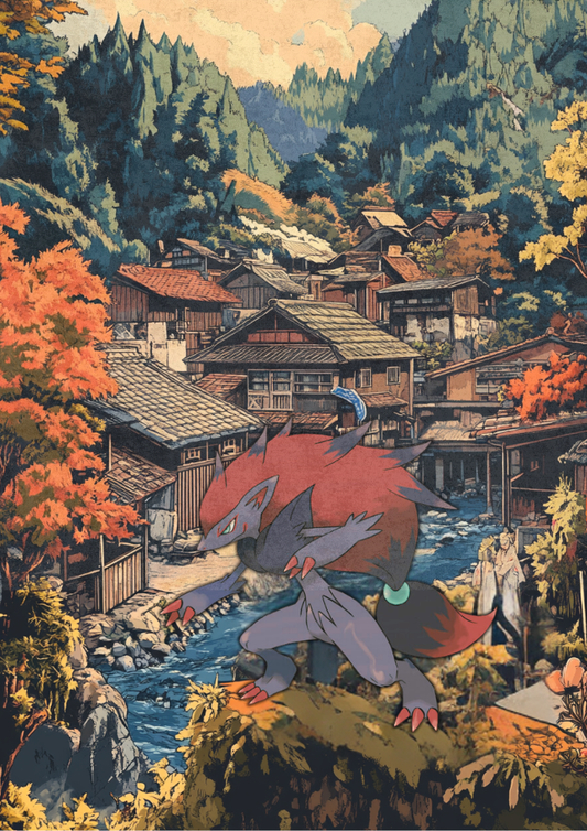 Affiche Pokémon Zoroark - Illustration de style japonais pour le JCC Pokémon