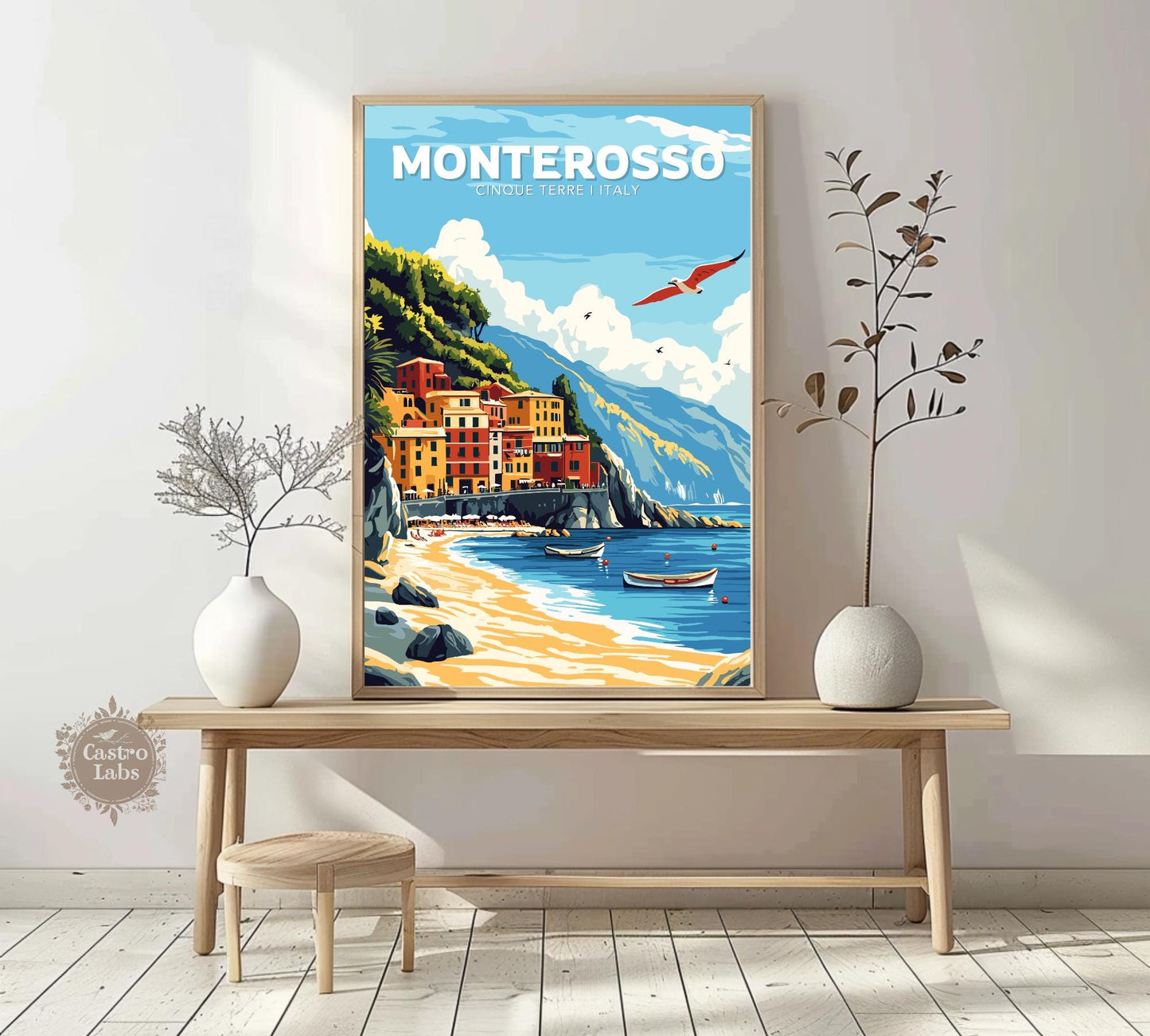 Monterosso Poster, Cinque terre Poster, la spezia Poster, Italian riviera, beach poster, european coast