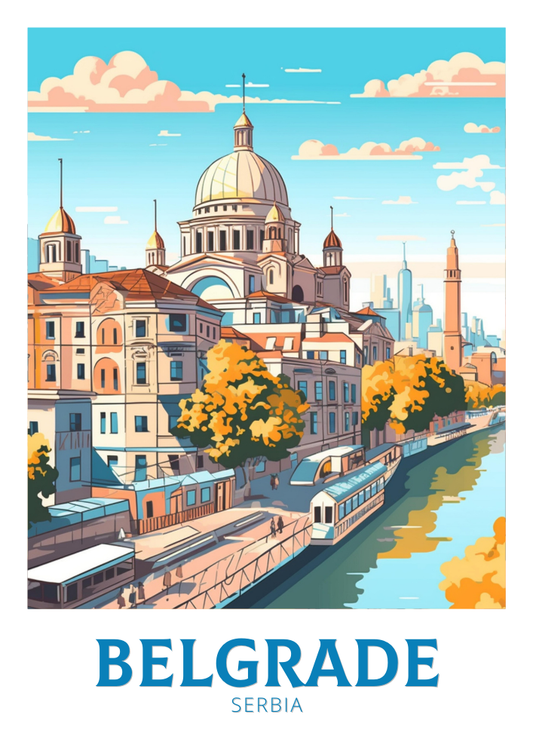 Affiche de voyage de Belgrade - Œuvre d'art serbe