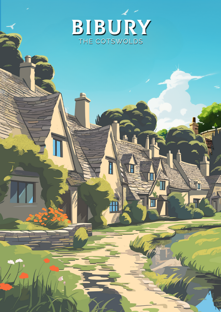 Bibury Travel Print - Cotswold Artwork