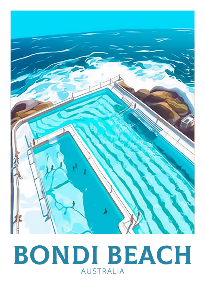 Affiche de voyage de Bondi Beach - Wallart Australia