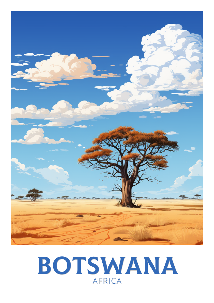 Kalahari Travel Print - Retro Botswana Design
