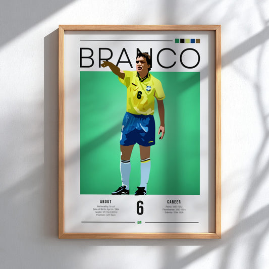 Branco football art poster featuring vibrant colors and minimalist design