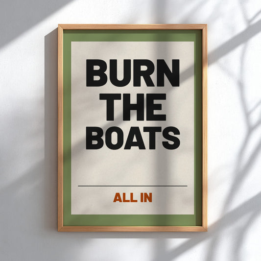 Motivational quotes poster featuring bold typography in earthy tones, inspiring determination and commitment.