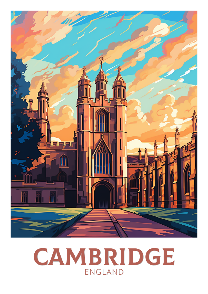 Cambridge Travel Poster - England Artwork