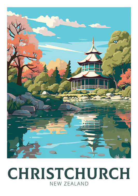 Affiche de voyage de Christchurch - Wallart Nouvelle-Zélande