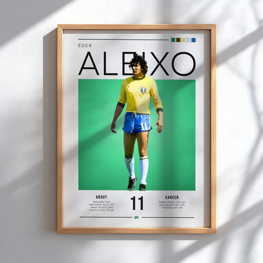 Éder Aleixo football poster featuring vibrant yellow jersey and green background