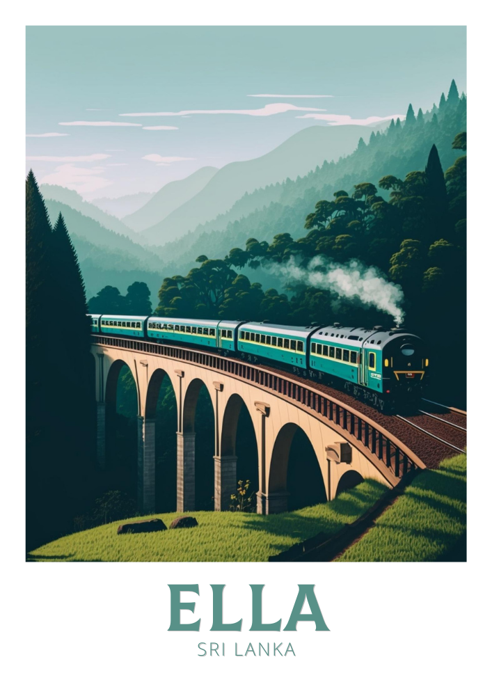 Ella Travel Poster - Retro Sri Lanka Art