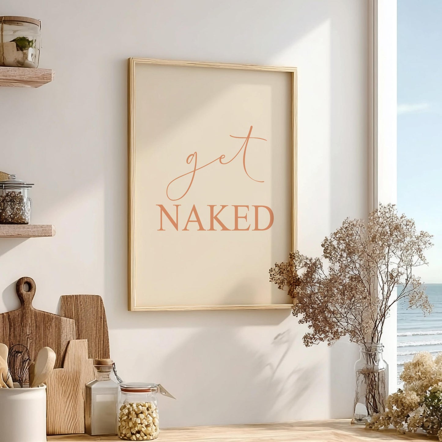 The "Get Naked" Modern Art - Minimalist Bathroom Typography Print