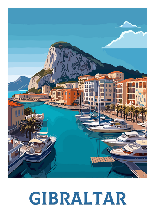 Affiche de voyage de Gibraltar - Œuvre d'art du Rocher de Gibraltar
