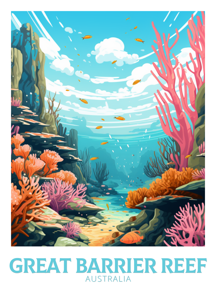 Great Barrier Reef Travel Art - Wallart Australia