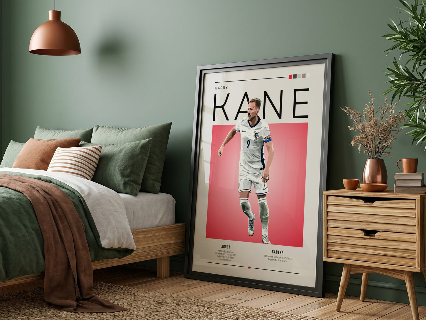 Harry Kane poster featuring England national team colors and dynamic design