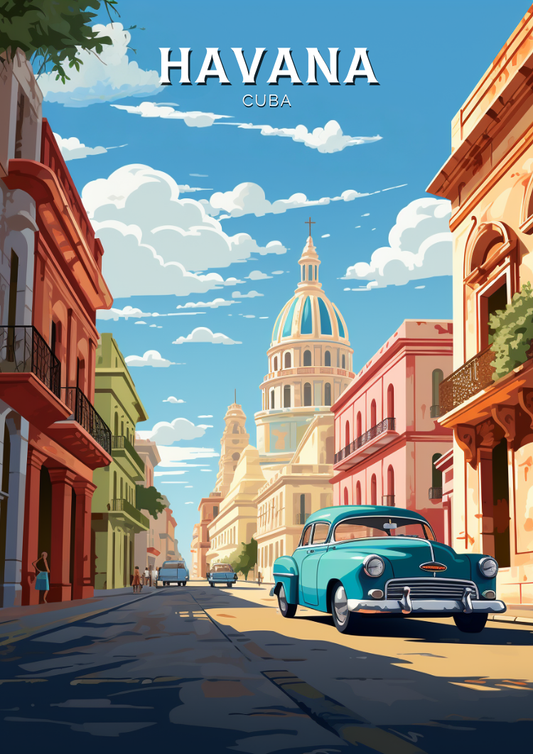 Affiche vintage de La Havane - Art urbain des Caraïbes
