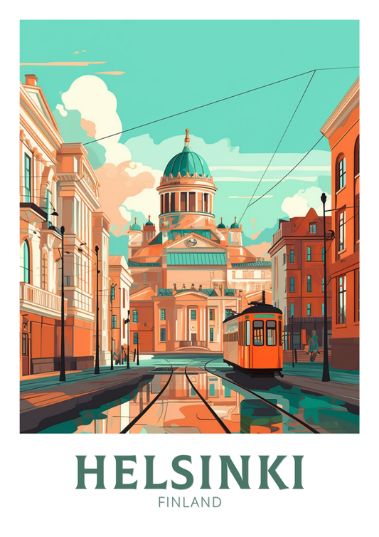 Affiche de voyage à Helsinki - Finlande