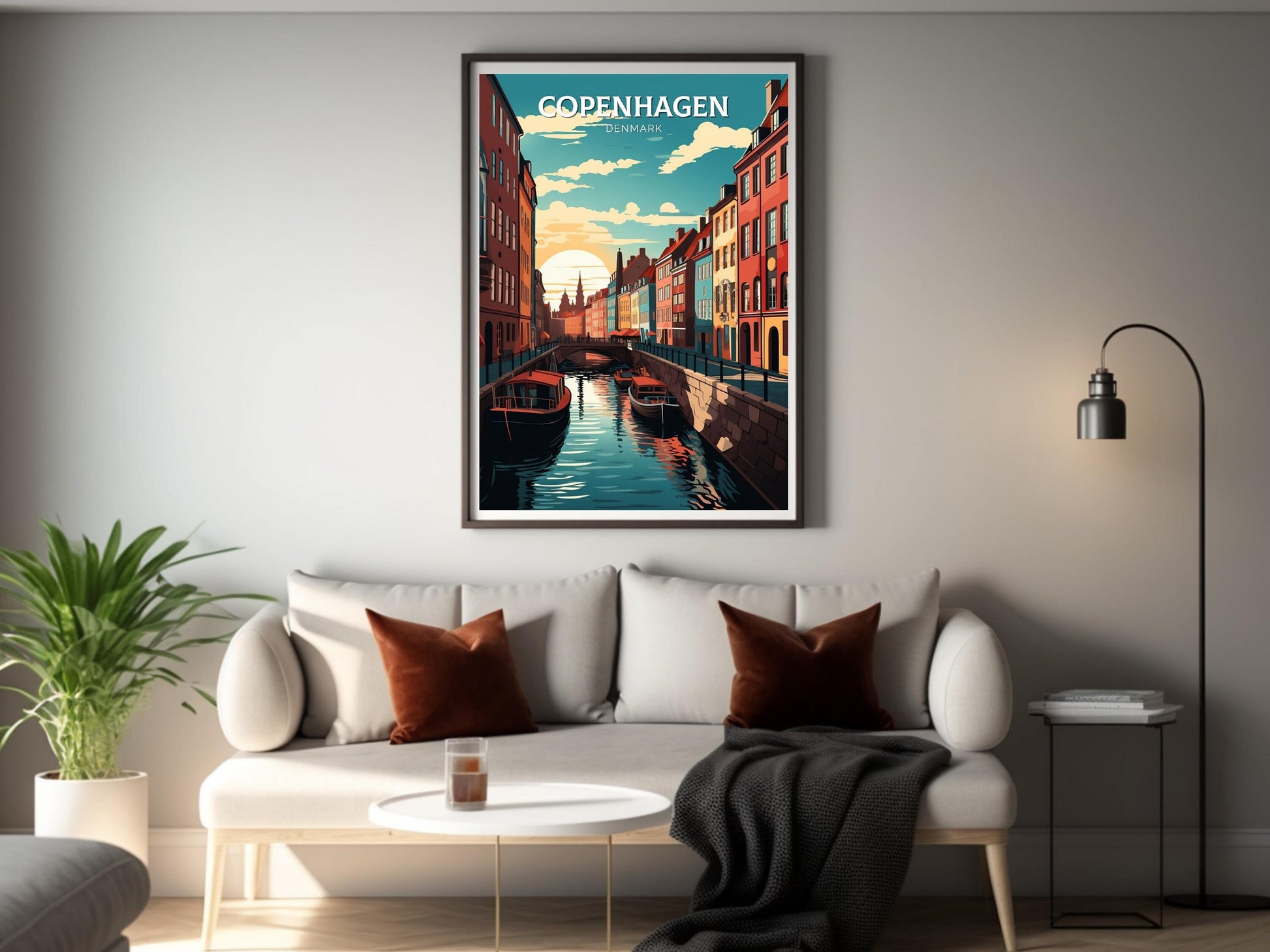 Copenhagen Print | Copenhagen Poster | Copenhagen Illustration | Travel Print | Copenhagen Wall Art | Copenhagen Hanging Poster | ID 068