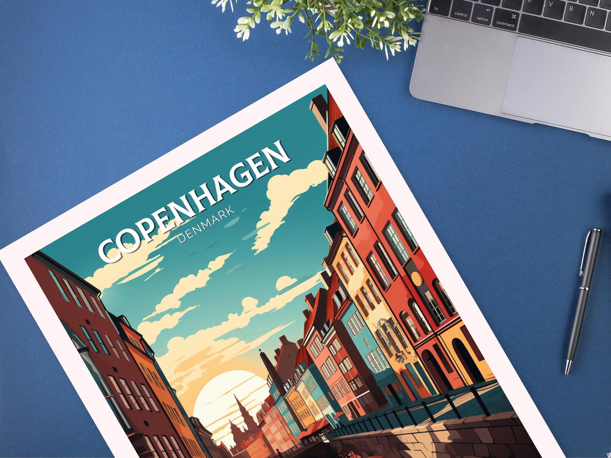 Copenhagen Print | Copenhagen Poster | Copenhagen Illustration | Travel Print | Copenhagen Wall Art | Copenhagen Hanging Poster | ID 068