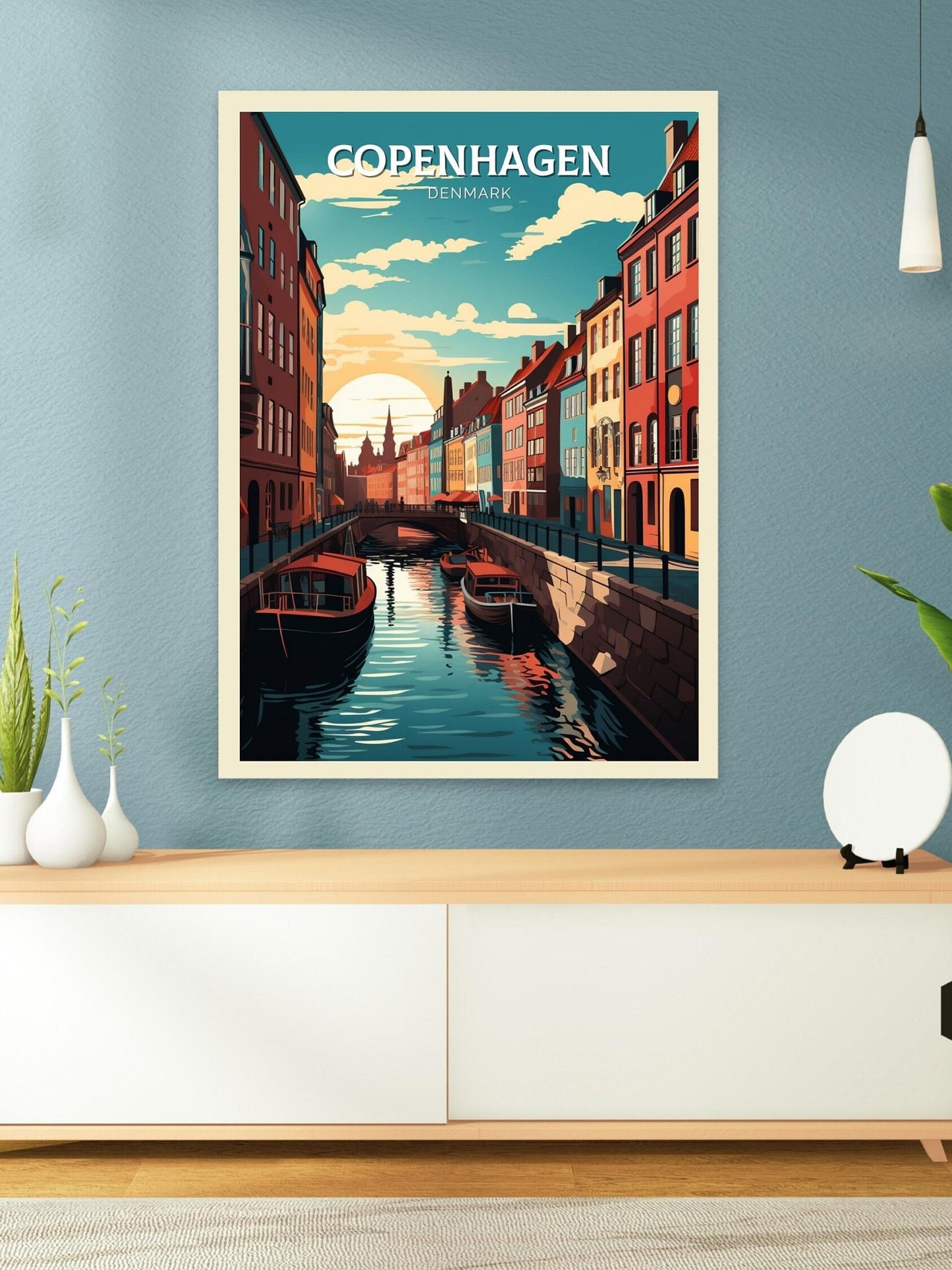Copenhagen Print | Copenhagen Poster | Copenhagen Illustration | Travel Print | Copenhagen Wall Art | Copenhagen Hanging Poster | ID 068