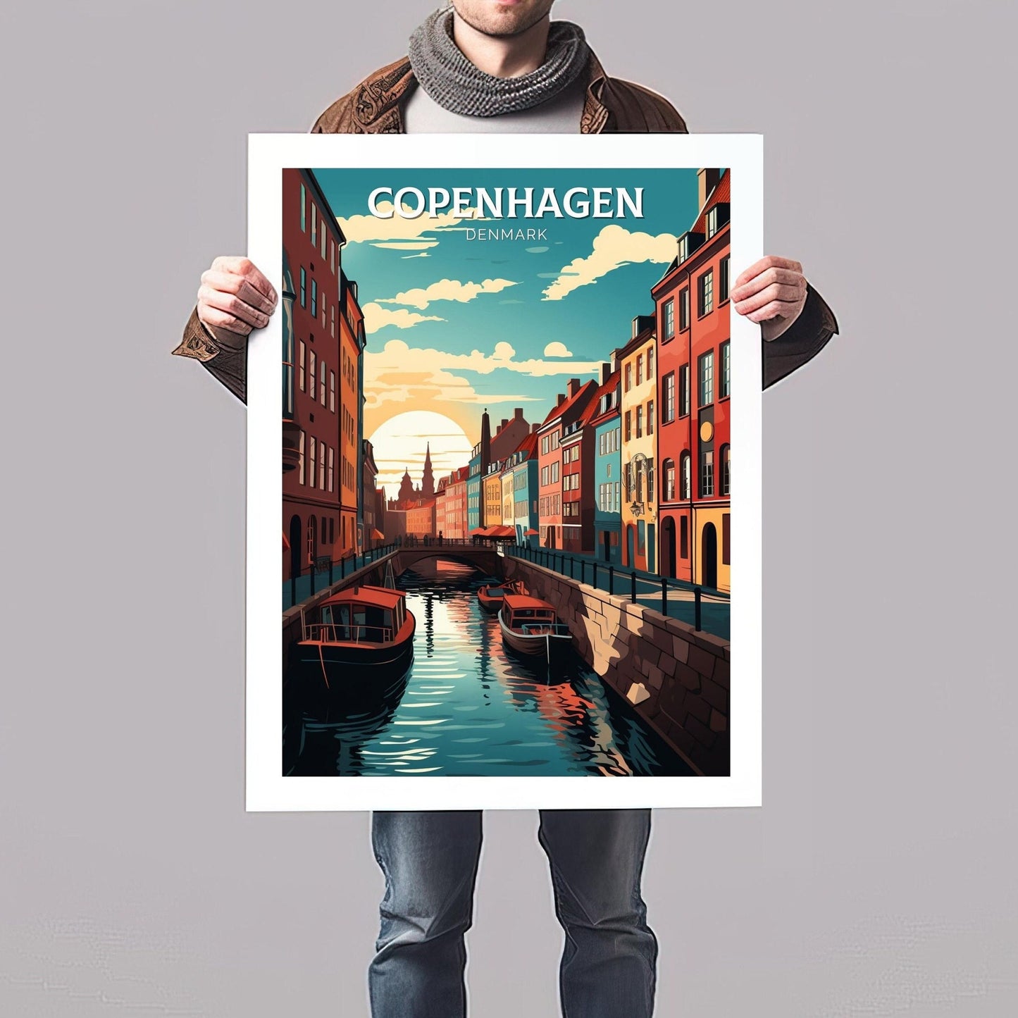 Copenhagen Print | Copenhagen Poster | Copenhagen Illustration | Travel Print | Copenhagen Wall Art | Copenhagen Hanging Poster | ID 068