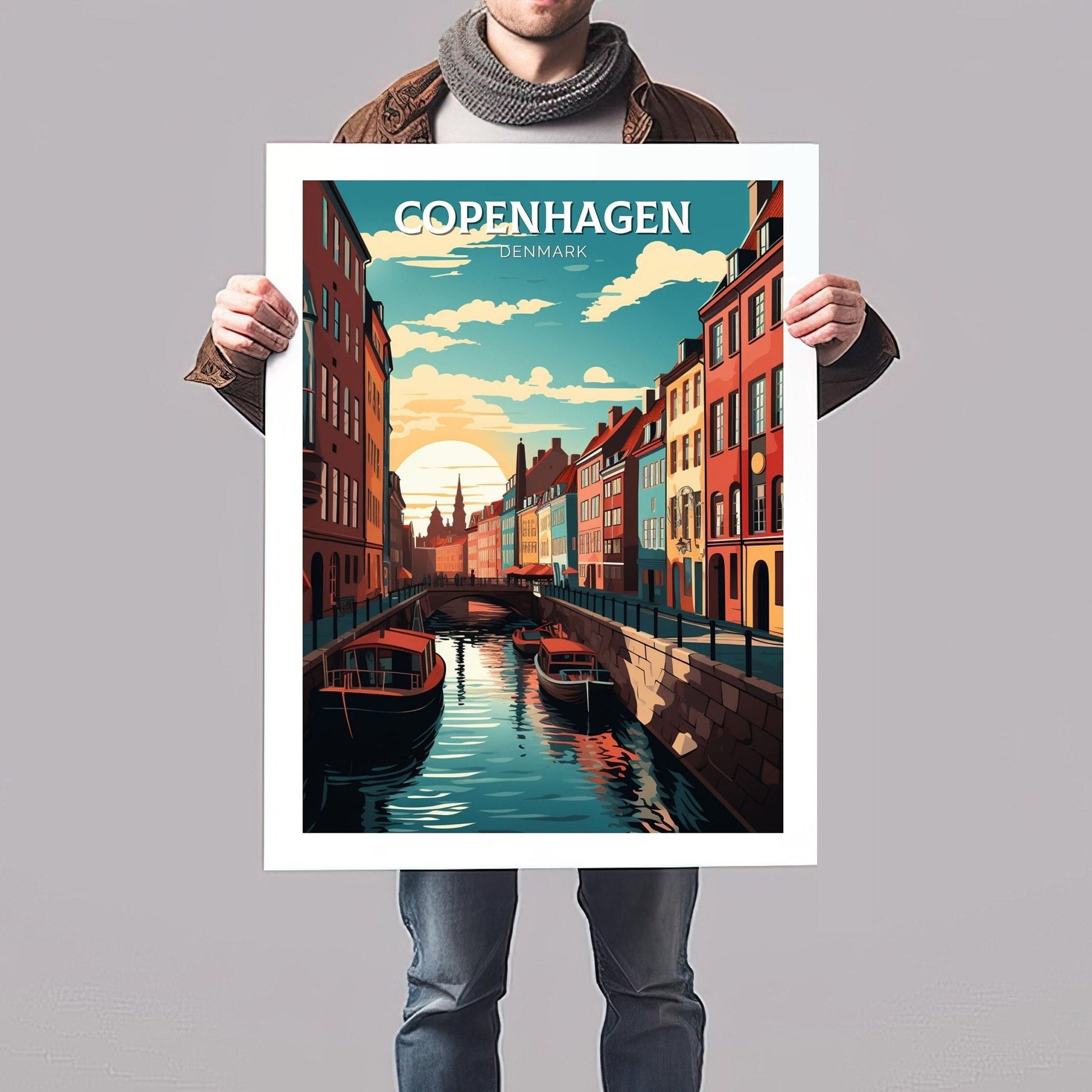 Copenhagen Print | Copenhagen Poster | Copenhagen Illustration | Travel Print | Copenhagen Wall Art | Copenhagen Hanging Poster | ID 068