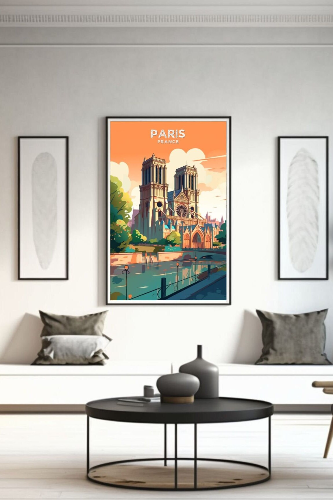 Paris Travel Print | Paris Illustration | Paris Wall Art | France Print | Paris Print | Paris France Print Painting | Notre Dame | ID 052