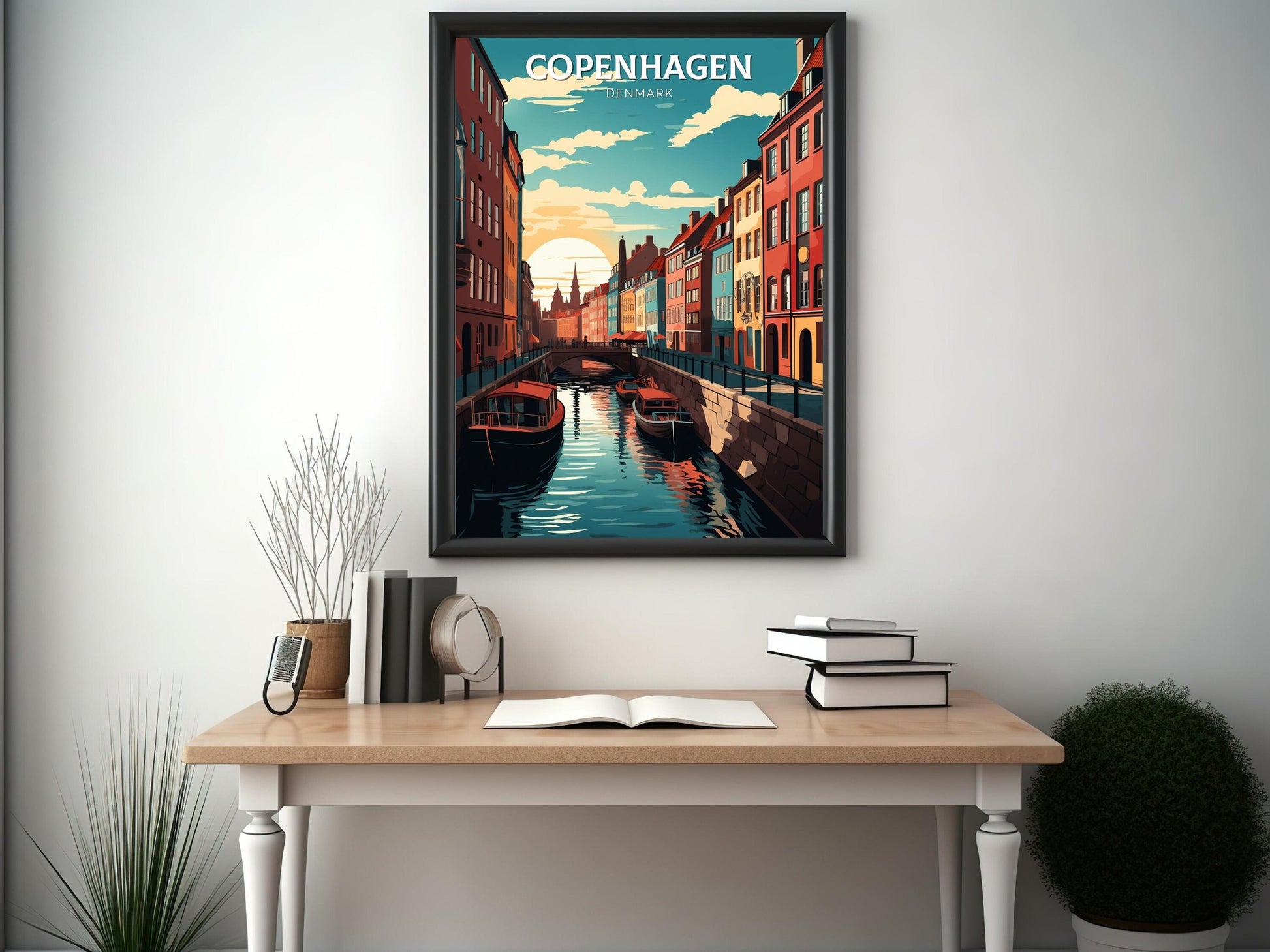 Copenhagen Print | Copenhagen Poster | Copenhagen Illustration | Travel Print | Copenhagen Wall Art | Copenhagen Hanging Poster | ID 068