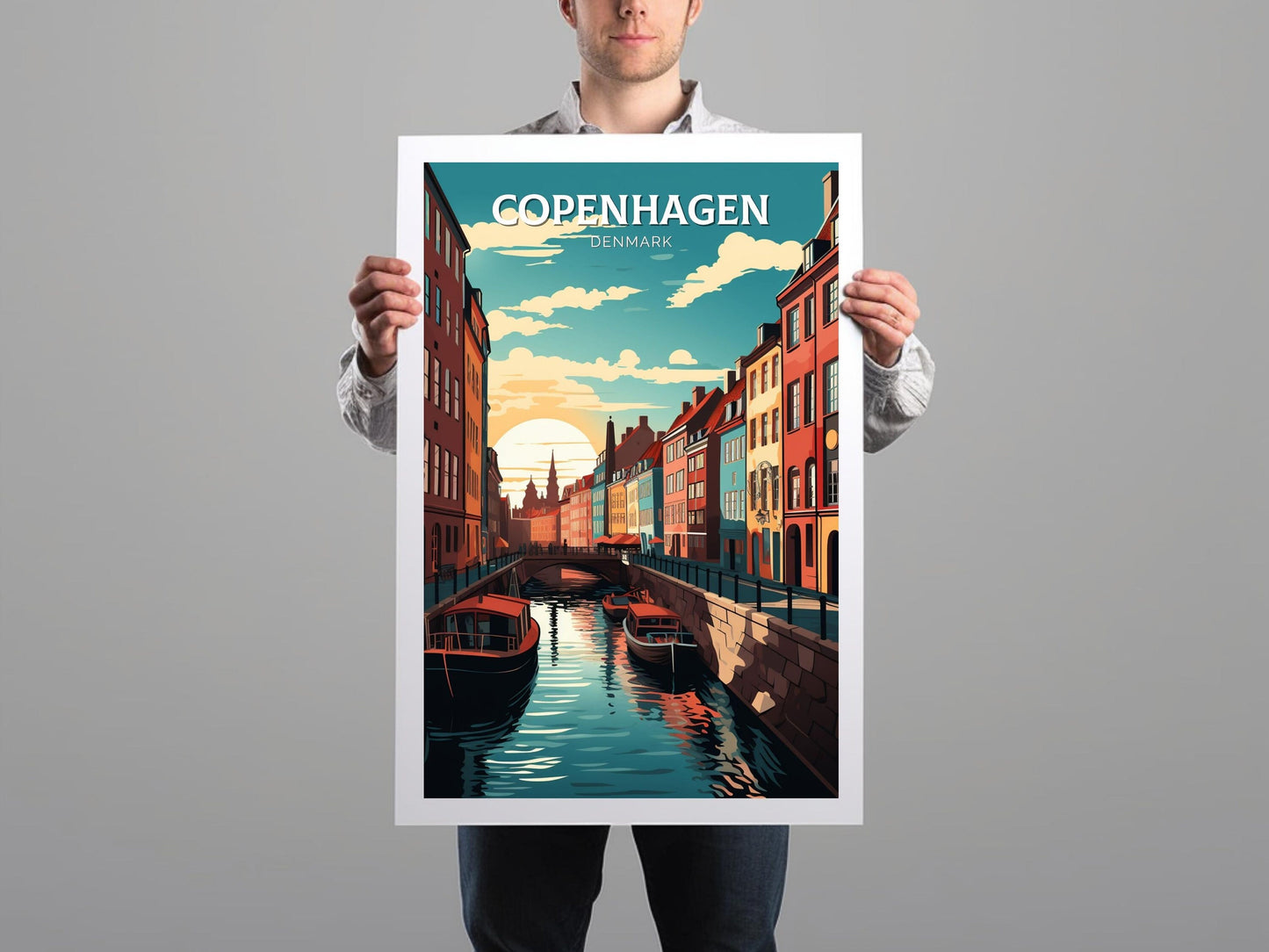 Copenhagen Print | Copenhagen Poster | Copenhagen Illustration | Travel Print | Copenhagen Wall Art | Copenhagen Hanging Poster | ID 068