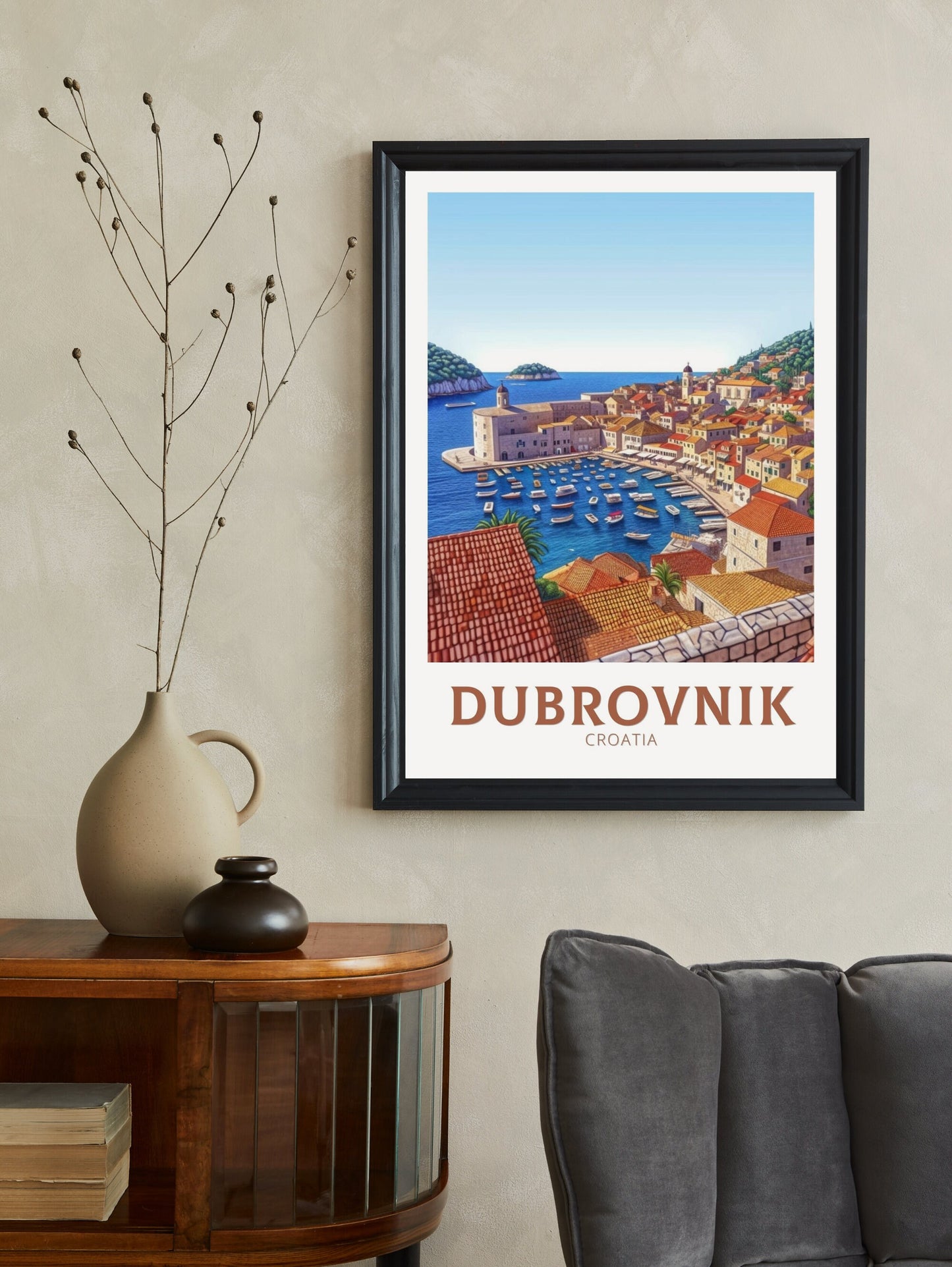 Dubrovnik Croatia Travel Poster| Dubrovnik Illustration | Dubrovnik Print | Croatia Print | Dubrovnik Poster | Dubrovnik Painting | ID 157