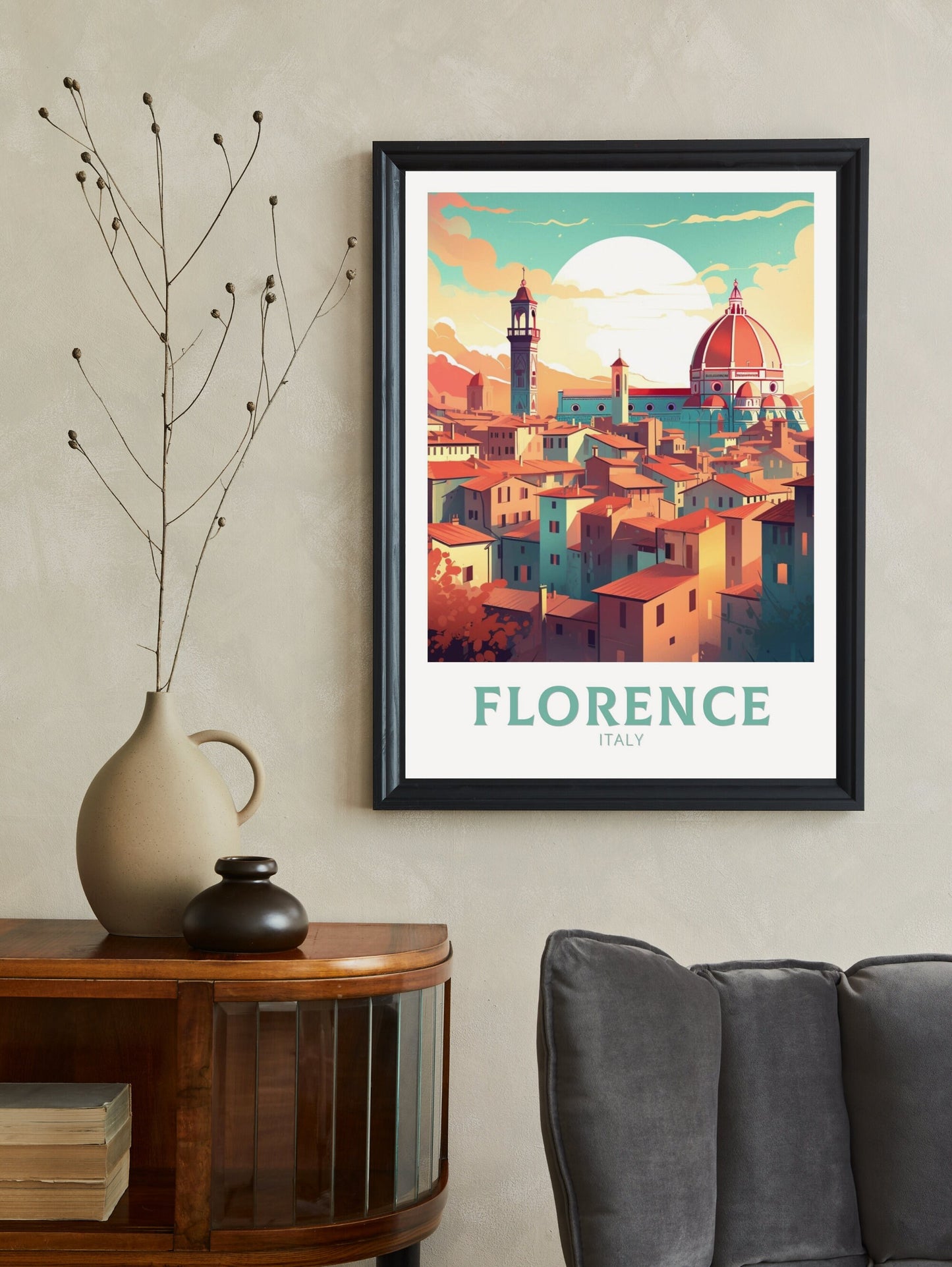 Florence Travel Print | Florence Italy Poster | Florence Città d'Arte | Florence Illustration | Minimalist Cityscape | Tuscany Print ID 174