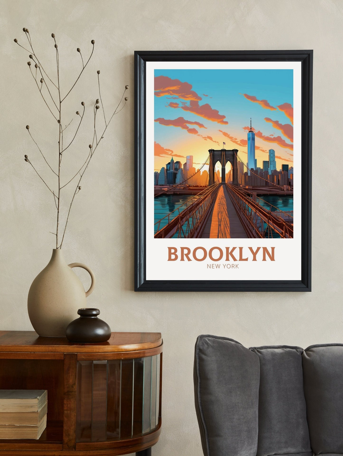 Brooklyn Travel Print | Brooklyn Travel Poster | Brooklyn Design | Brooklyn Wall Art | City Landscape Print | Brooklyn Travel Print | ID 186