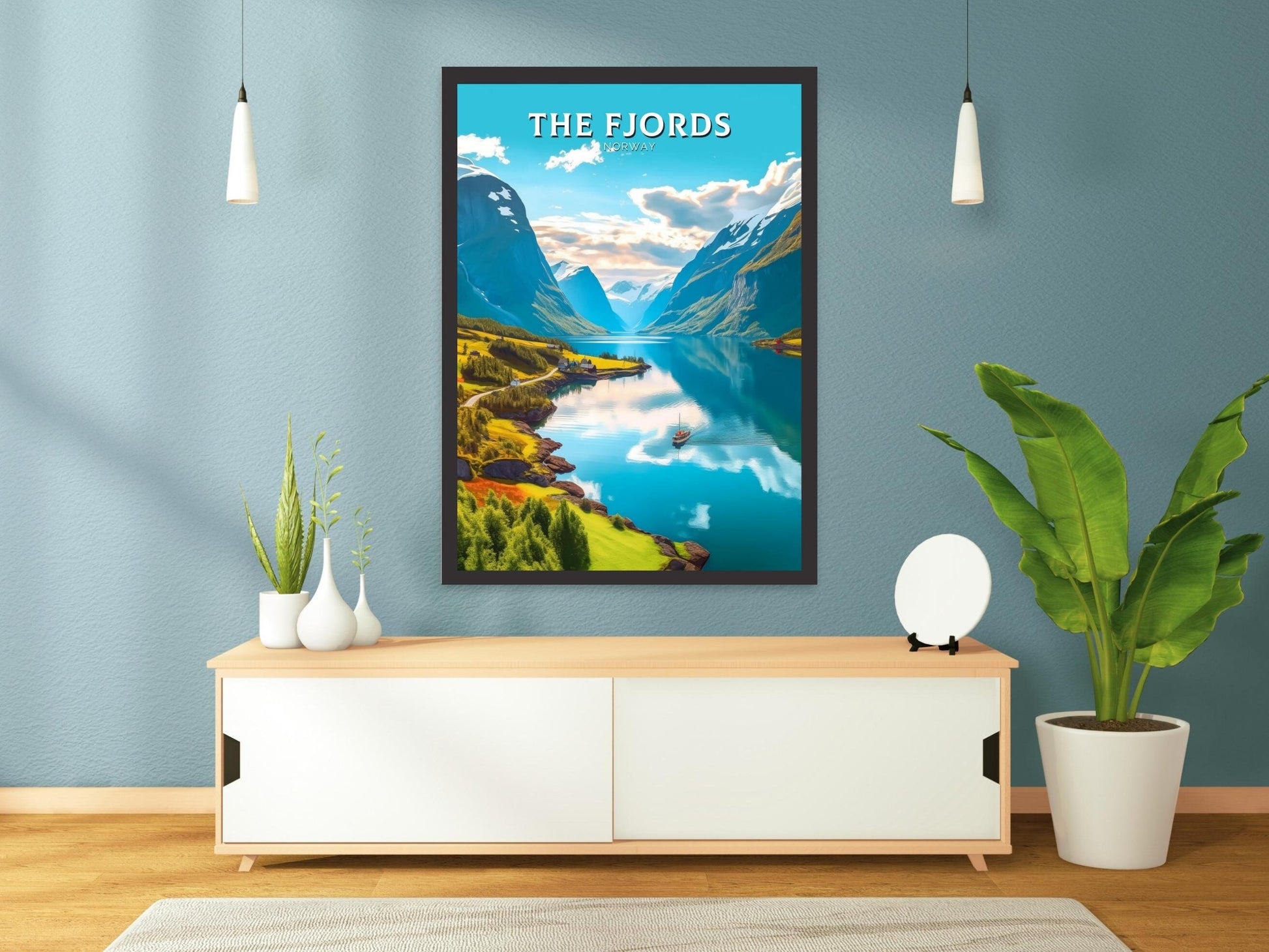 The Fjords Travel Print | The Fjords Illustration | Norway Wall Art | Norway Print | The Fjords Travel Poster | Norway Wall Art | ID 251