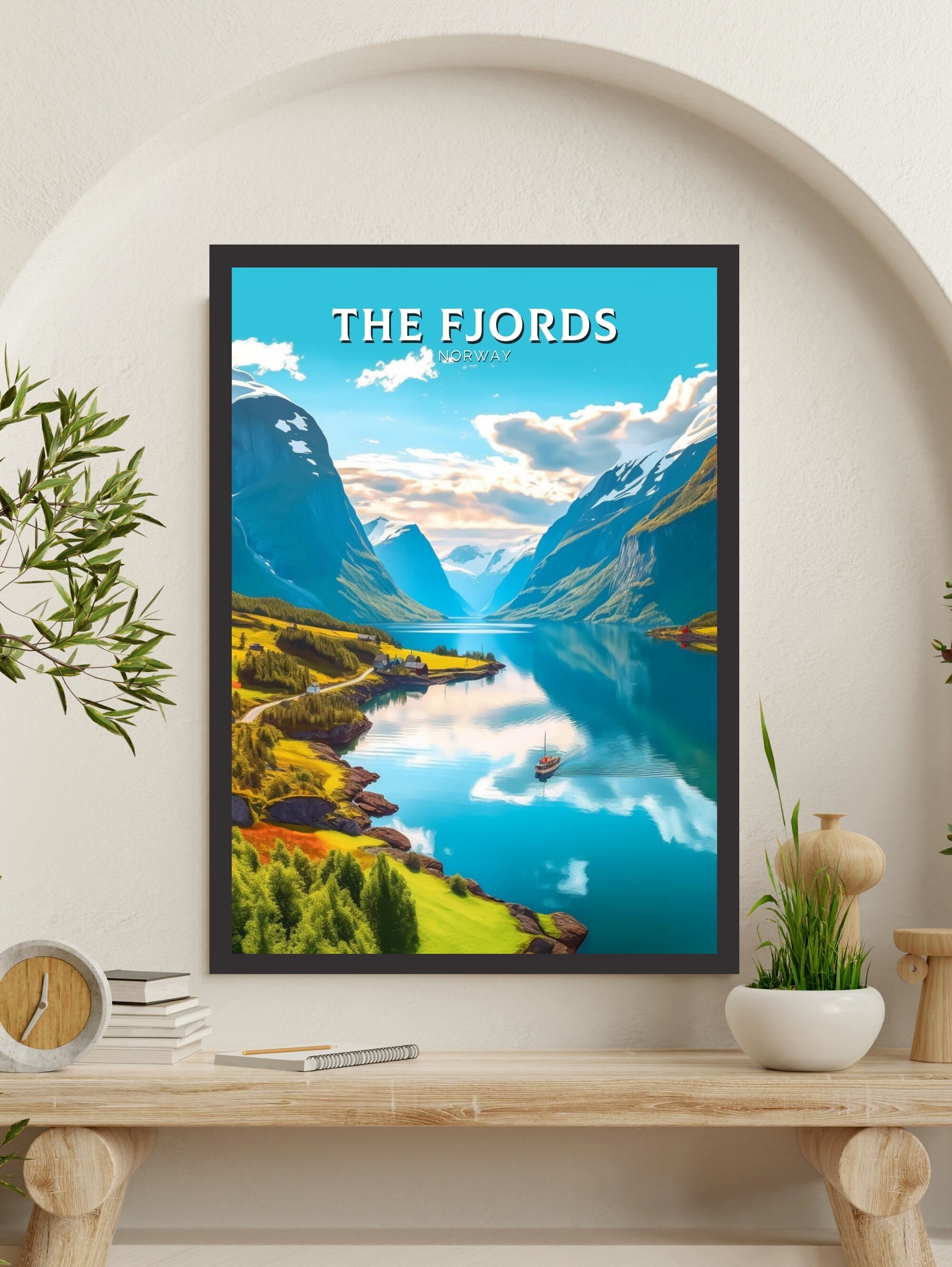 The Fjords Travel Print | The Fjords Illustration | Norway Wall Art | Norway Print | The Fjords Travel Poster | Norway Wall Art | ID 251